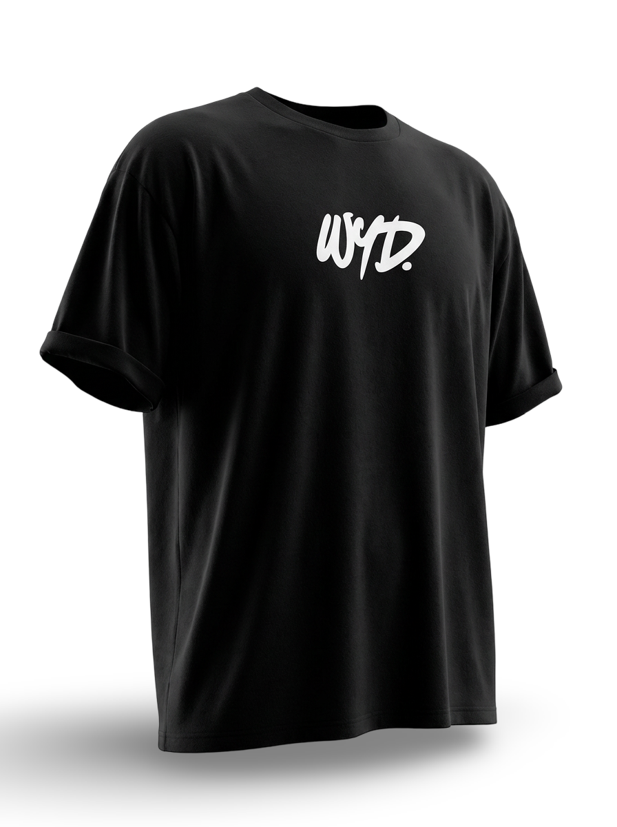 WYD. Relaxed Fit "Wild Young Different" Statement Tee Black