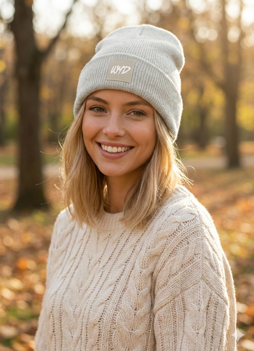 WYD. Double Layer Beanie Winter Mütze Cloud Grey