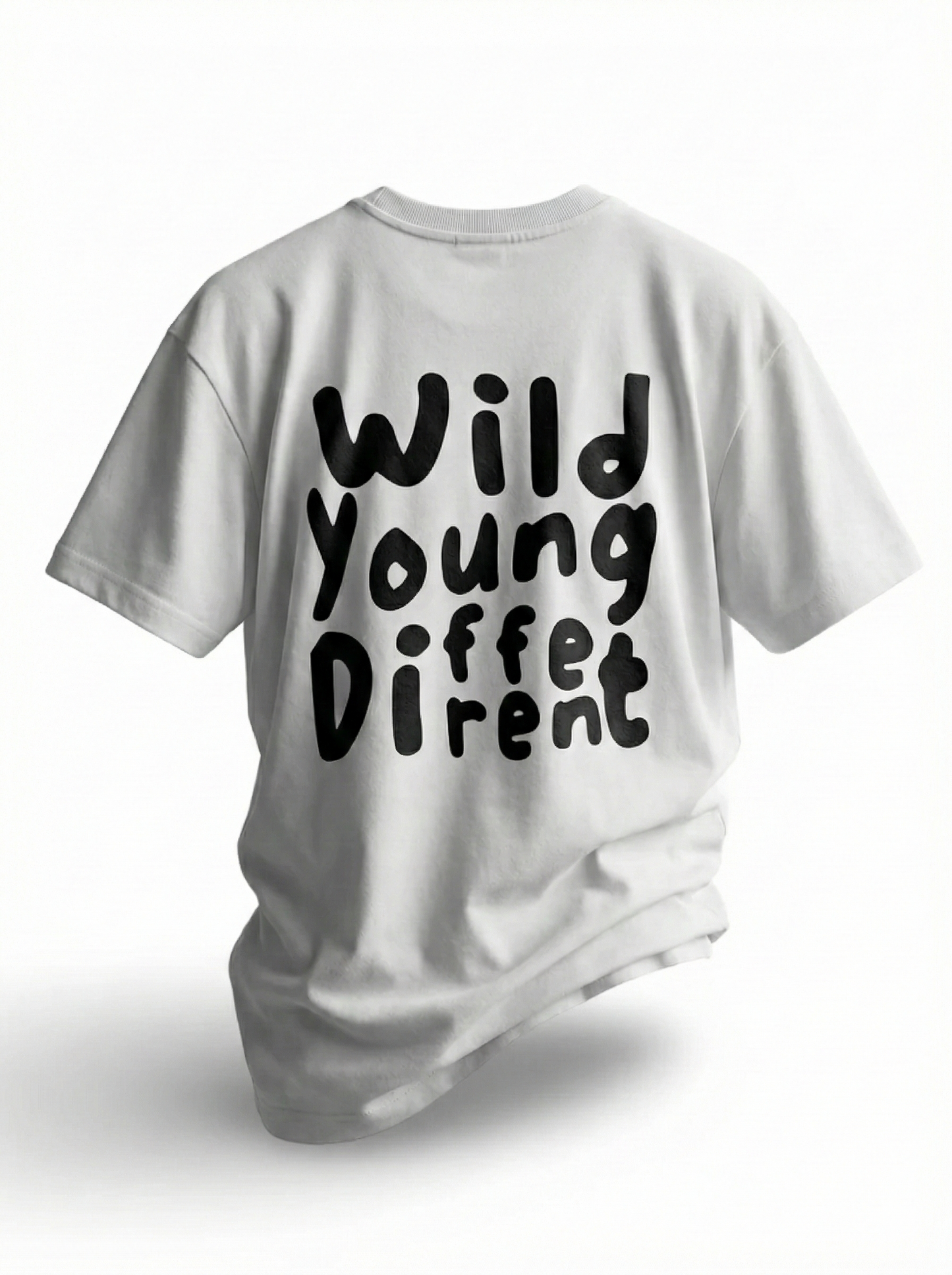 WYD. Relaxed Fit "Wild Young Different" Statement Tee White